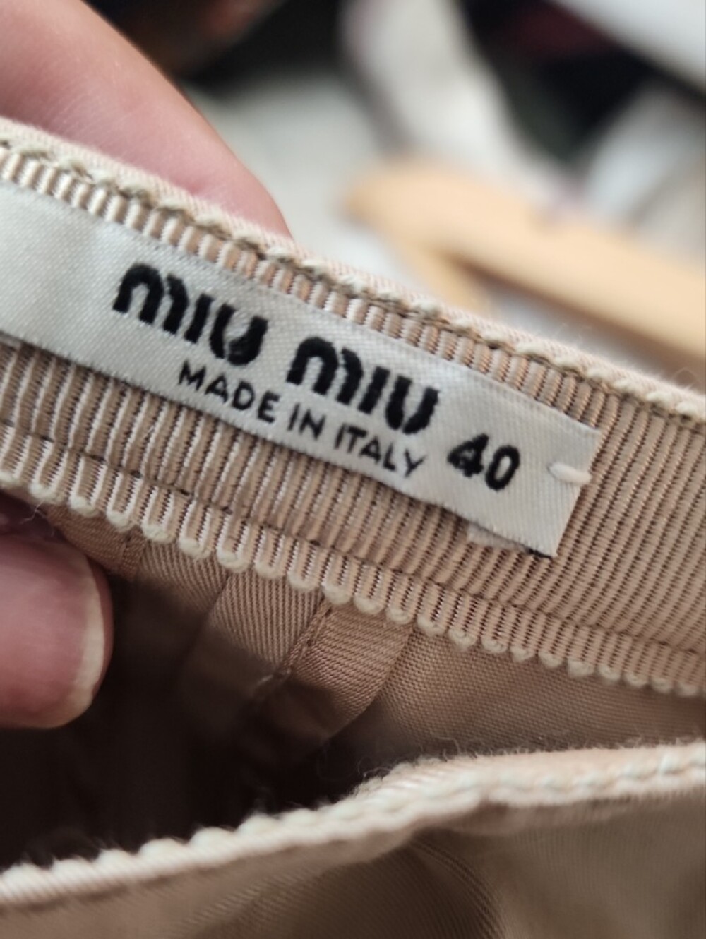 Miu Miu Beige A-Line Pleated Midi Skirt - Picture 4 of 6